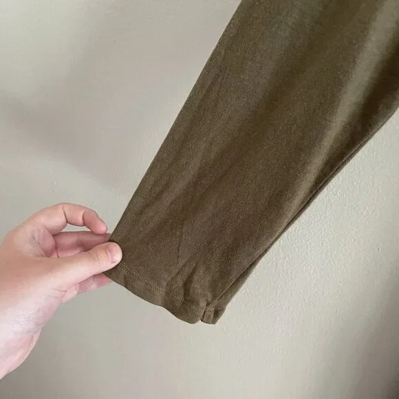 Aerie Women L Olive Green Cotton Casual Long Sleeve Side Tie T-Shirt Dress - Picture 5 of 12